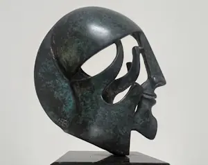 Fons Bemelmans - gesigneerde sculptuur | 'Krijgerskop' |1998 kaufen? Bieten Sie von 950!