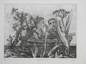 Fer Hakkaart - Koppel in roeibootje - Ets kopen? Bied vanaf 80!