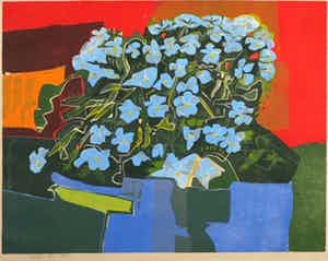 Vincent van Ojen - Houtsnede, Viooltjes verkocht voor € 35!