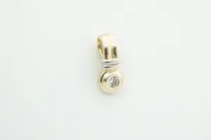 22- Bicolor gouden 14 karaats solitair hanger - met 0.15 ct briljant kopen? Bied vanaf 150!