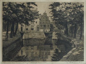 Johan Hemkes - 2 Ingelijste etsen , ‘Korendragershuisje’ + ‘Theehuisje Bolwerk , Franeker’ kopen? Bied vanaf 1!