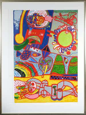 Corneille - Zeefdruk, Zonder titel - Ingelijst (Zeer groot) verkocht voor € 400!