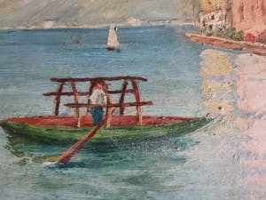 Amedeo Boschetti - Italiaans dorpszicht van op het water kopen? Bied vanaf 1!