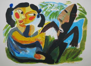 John Lie a Fo - Zeefdruk, Meisje met beeld kopen? Bied vanaf 1!