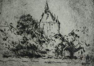 Wim Steijn - Ets , Kasteel - bij Haarlem? – gesigneerd – 1973 kopen? Bied vanaf 10!