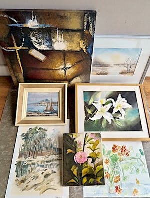 Nic Loning - en andere kunstenaars - 7-delige Collectie divers - Olieverf/Acryl /Aqua kopen? Bied vanaf 1!