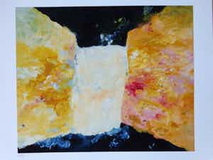 Armando - Kleurengiclee COMPOSITIE IN OKER EN ROZE Handgesigneerd. verkocht voor € 159!