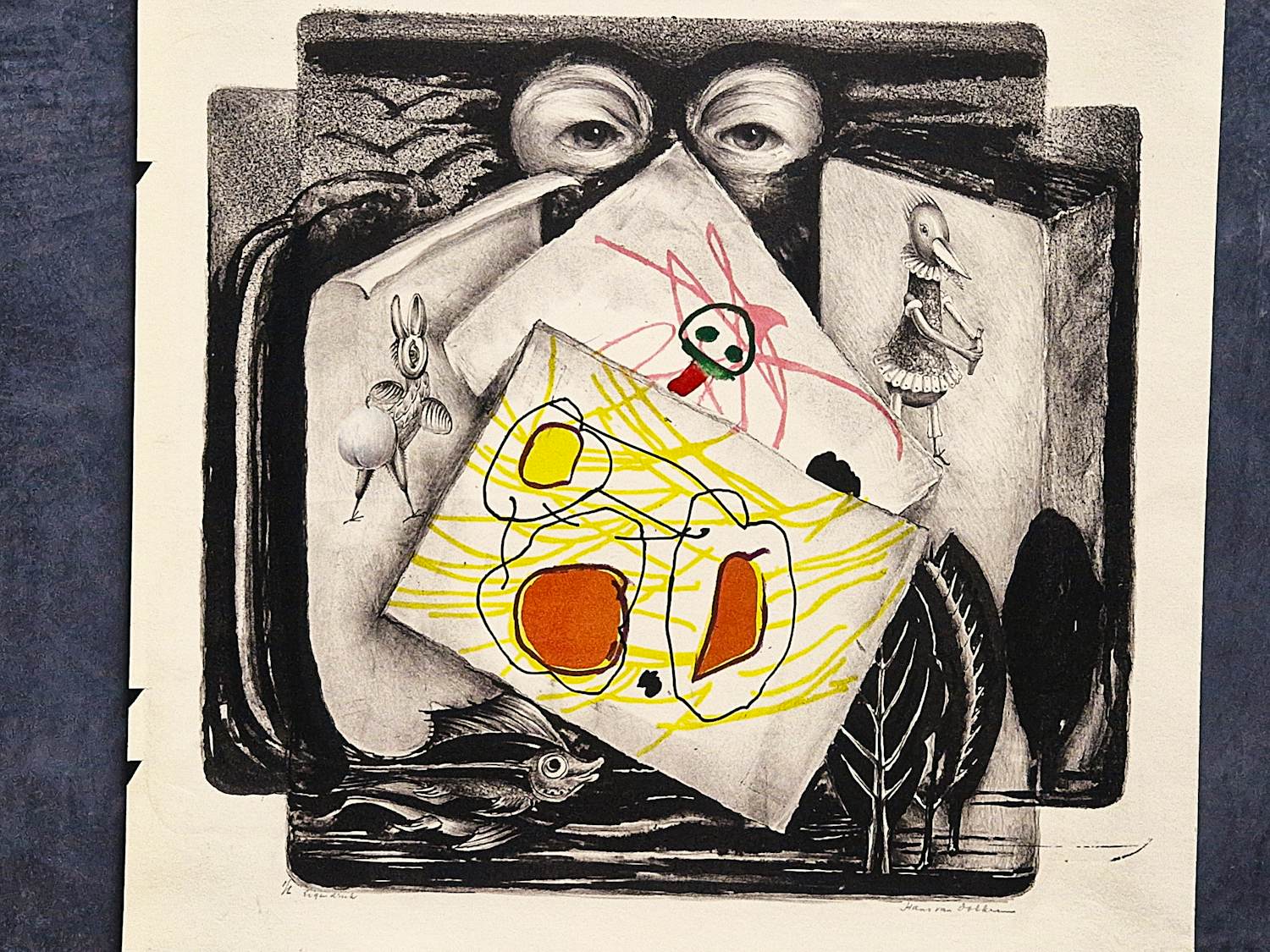 Hans van Dokkum - Grote surrealistische kleuren Litho - zeer kleine oplage (6) - potloodgesigneerd kopen? Bied vanaf 29!