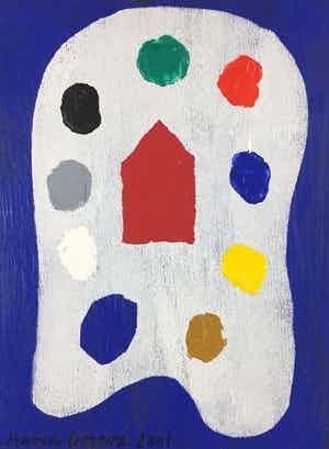 Harrie Gerritz - Olieverf op houten kistje, 2001 (UNIEK WERK!) verkocht voor € 700!