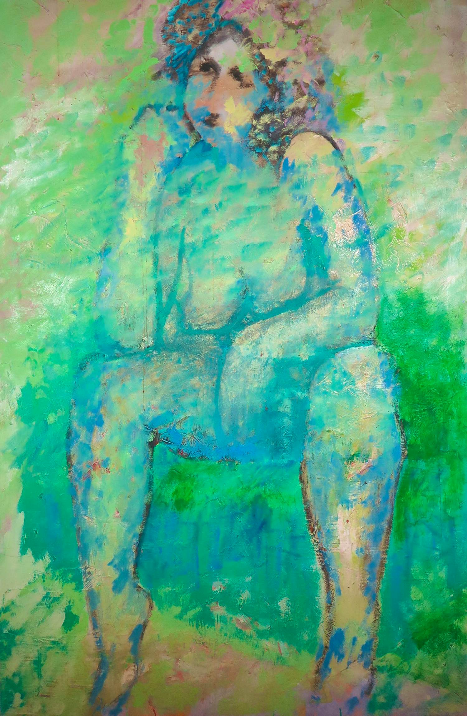 Angelos Tassopoulos - Olieverf op doek, Vrouw - Zeer groot kopen? Bied vanaf 500!