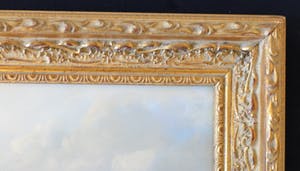 Niet of onleesbaar gesigneerd - Een glooiend landschap met figuren op een zandpad, boerderijen en een kasteel kopen? Bied vanaf 1!