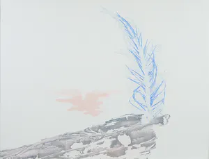 Johannes van Hoften - Acryl op papier, Gevederd landschap I - Ingelijst kopen? Bied vanaf 1!