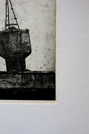 Herman Berserik - sepia ets: zelfportret bij boeien - 1982 kopen? Bied vanaf 45!