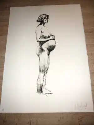 Peter Klashorst - Litho. Titel, "Pregnant" . verkocht voor € 35!