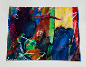 Wil van Leeuwen - Grote expressionistische gouache - "Vreugdedans" - fraai ingelijst - gesigneerd verkauft für € 52!