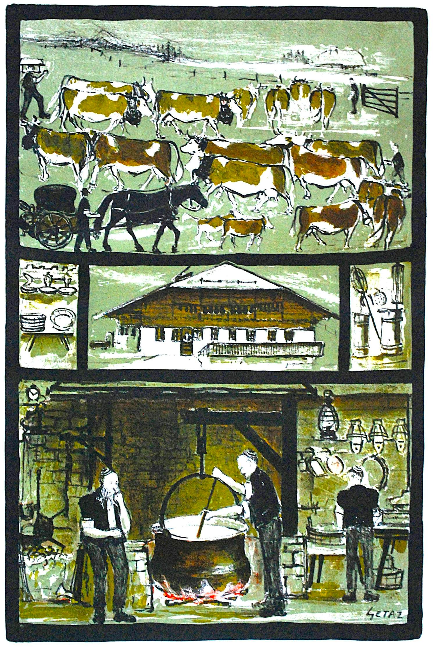 Jean-Louis Getaz - "Pays d'Enhaut, le chalet" - kleurenlitho - Zwitserland Schweiz kaufen? Bieten Sie von 75!