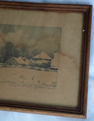 Jan Voerman (jr.) - Ingelijste litho, “Laren, Oosterend” , Winterlandschap – gesigneerd - 1946 kopen? Bied vanaf 1!