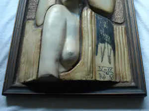 Klaas de Boer - & Reinier den Adel : Reliëfbeeld van keramiek , Keramisch tableau - 1983 kopen? Bied vanaf 500!