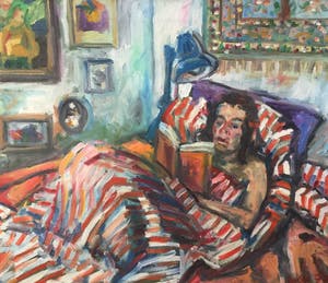 Niet of onleesbaar gesigneerd - C3758-13 - boeklezende vrouw in bed kopen? Bied vanaf 1!