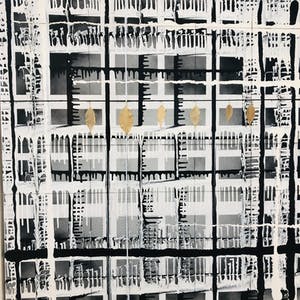 Rob de Graaf - Compositie met zwart en wit en zes bladeren (GROOT) kopen? Bied vanaf 925!