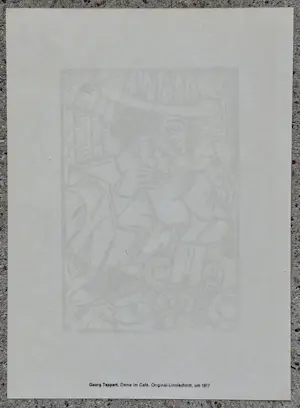 Georg Tappert - Dame im Café Original-Linolschnitt um 1917 Kubismus Expressionismus kopen? Bied vanaf 80!