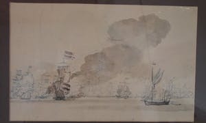 Niet of onleesbaar gesigneerd - Print van klassieke aquarel van een zeeslag kopen? Bied vanaf 1!