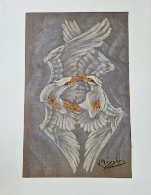 Leo Muysken - Zeldzame art-deco pastel van Beeldhouwer, schilder, cineast en dierentemmer! kopen? Bied vanaf 58!