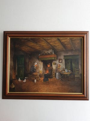 Frans Molenaar - Boerengezelschap in interieur met kippen kopen? Bied vanaf 75!