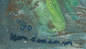 Niet of onleesbaar gesigneerd - Olieverf op doek, Figuur met vis - Ingelijst (Groot) kopen? Bied vanaf 1!