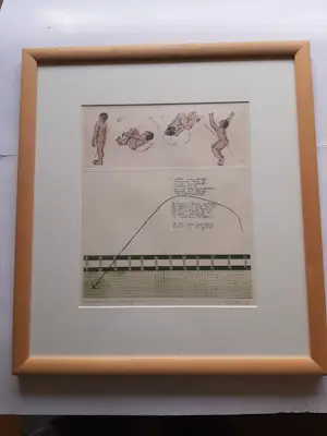 Helen van der Deen - Ets/Aquatint, Titel, " trampoline ". kopen? Bied vanaf 35!
