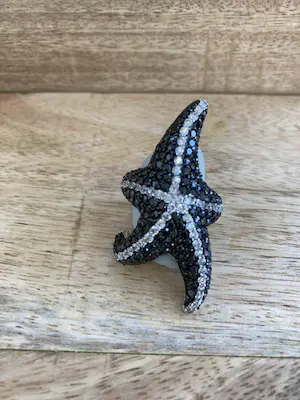 Zilveren ring bezet met witte en zwarte zirkonia in vorm van een zeester kaufen? Bieten Sie von 21!