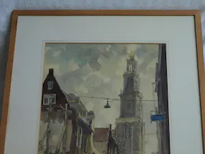 Willem Fekken - Ingelijste aquarel , Stadsgezicht Amsterdam , Westertoren - 68 x 48 cm kopen? Bied vanaf 1!