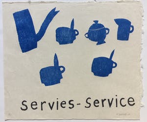 Klaas Gubbels - houtdruk ‘Servies - Service’ - 2010 - oplage 25. kopen? Bied vanaf 395!