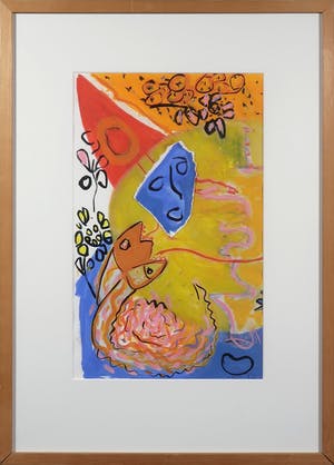 Sanne Nies - Gouache en collage, Feest - Ingelijst kopen? Bied vanaf 35!