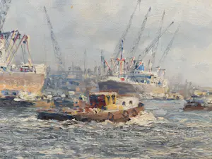 Marius de Jongere - Fraai havengezicht van Rotterdam kopen? Bied vanaf 1250!