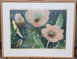 Marjan Jaspers - Acryl en aquarel op papier. Titel, "Dryas Octopetala - Ingelijst kopen? Bied vanaf 50!