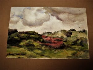 Jaap Sax - Bergense School - Aquarel - regenwolken boven Kennemerduinen - gesigneerd kopen? Bied vanaf 30!