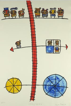 Toyin Loye - Zeefdruk, Moving space I - Ingelijst kopen? Bied vanaf 50!