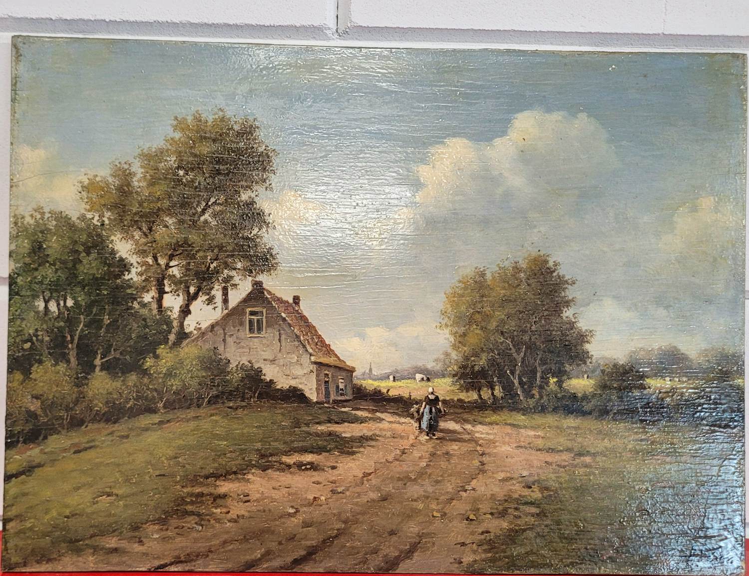 Albert Temming - Landschap met vrouw en kar, koeien en boerderij kopen? Bied vanaf 200!