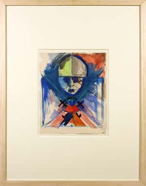 Kees Smits - Aquarel, Portret - Ingelijst verkocht voor € 60!