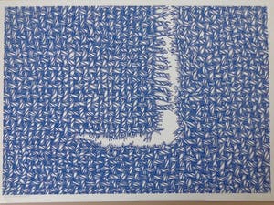Har Sanders - GEWEVEN STUK STOF / KLEURLITHO / 50x70cm / SIG / 1972 kopen? Bied vanaf 25!