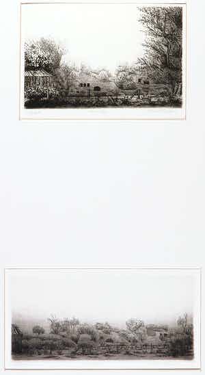 Gerard van Rooy - Twee etsen in passe-partout, 't Hemeltje & Hemeltje I verkocht voor € 80!