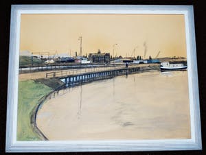 Henk Huig - Haventerrein met boten - groot werk kopen? Bied vanaf 150!