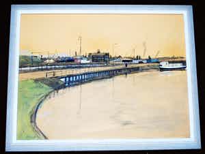 Henk Huig - Haventerrein met boten - groot werk verkocht voor € 150!