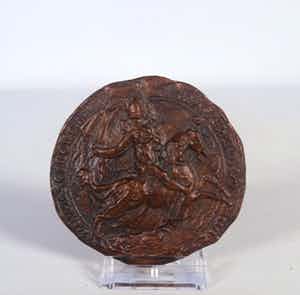 Brons (Onbekend) - Bronzen penning, Strijdende ridder verkocht voor € 35!