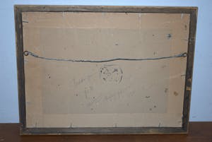 Niet of onleesbaar gesigneerd - olieverf 1e helft 20eE, mogelijk Frans - uitzicht op water en bergen kopen? Bied vanaf 10!