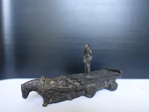 Brons (Onbekend) - Boerenkar met jongen in brons. kopen? Bied vanaf 55!