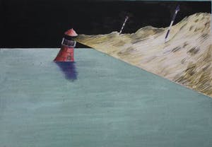 Hannes Postma - Aquarel: Surrealistisch zeegezicht - 1971 kopen? Bied vanaf 225!