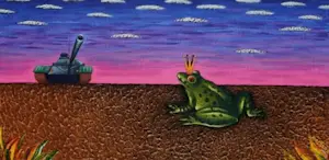 Dadara - acryl op doek: Frog + zeefdruk: Frog kopen? Bied vanaf 1299!