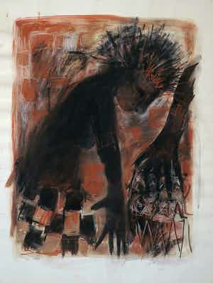 Benno Helders - Gemengde techniek op papier, Nationaal ballet Senegal verkocht voor € 35!